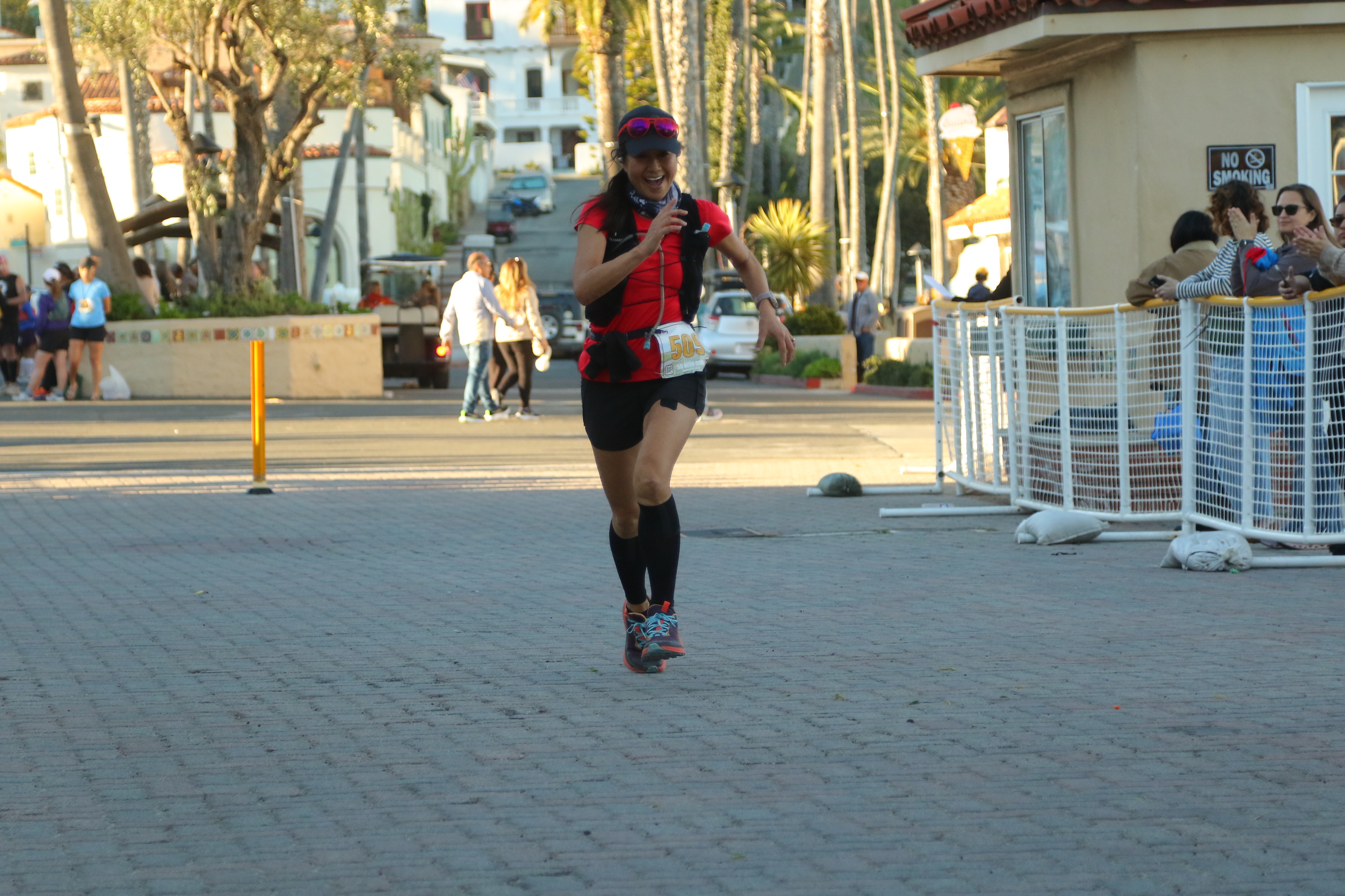 Crossing the finish line in Avalon